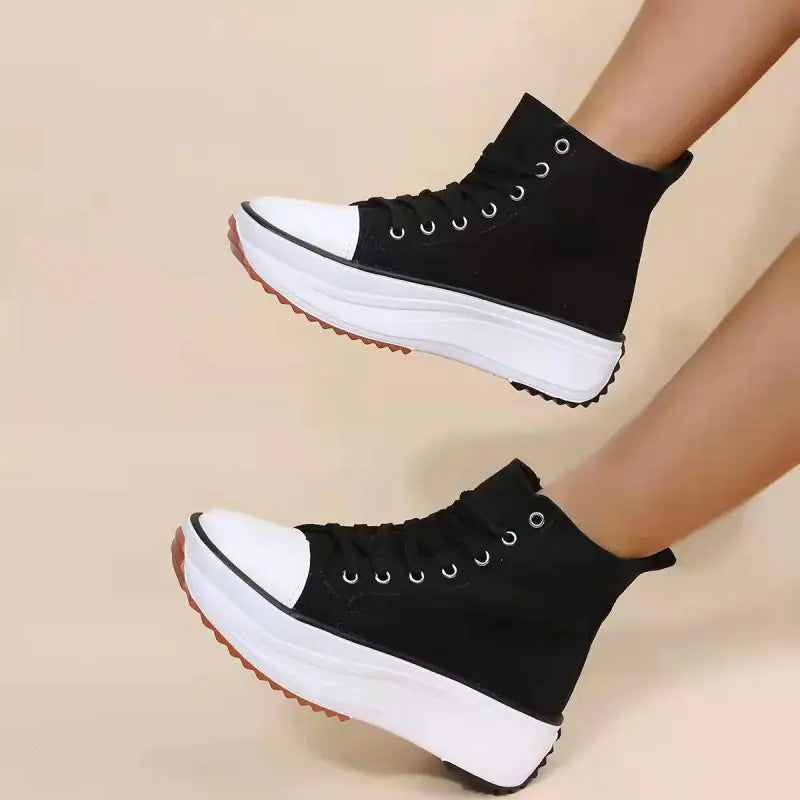 Zapatos Blancos de Punta Redonda con Suela Gruesa
