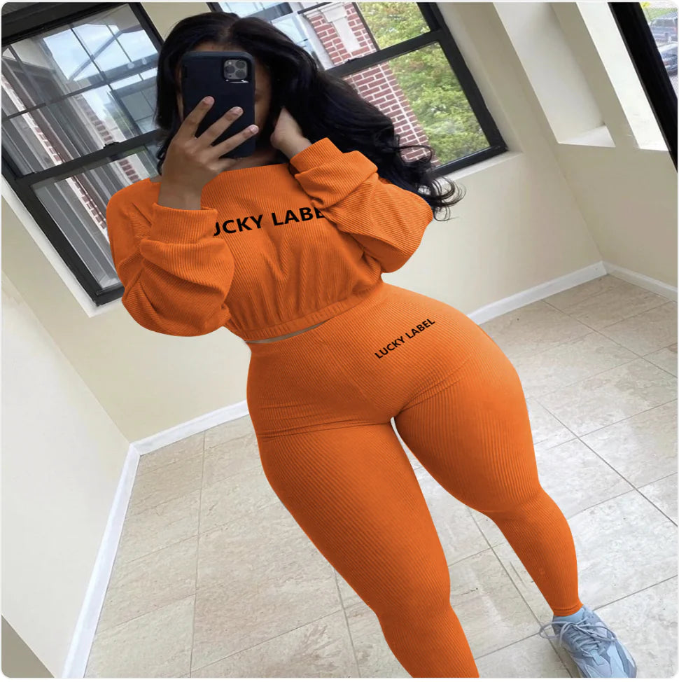 Conjunto Deportivo y de Ocio Bordado con Rayas Acanaladas