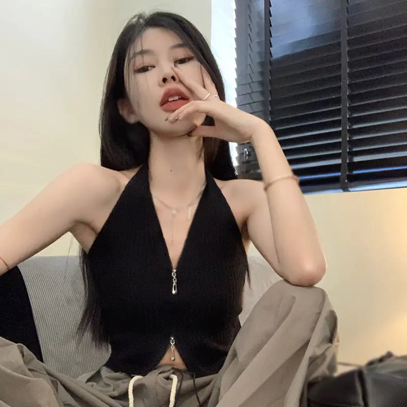 Top Sin Espalda de Punto Y2K