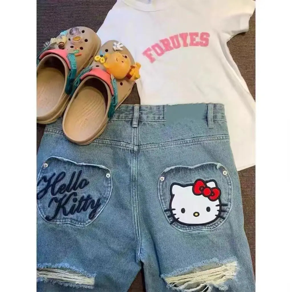 Jeans Wide Leg Vintage Hello Kitty