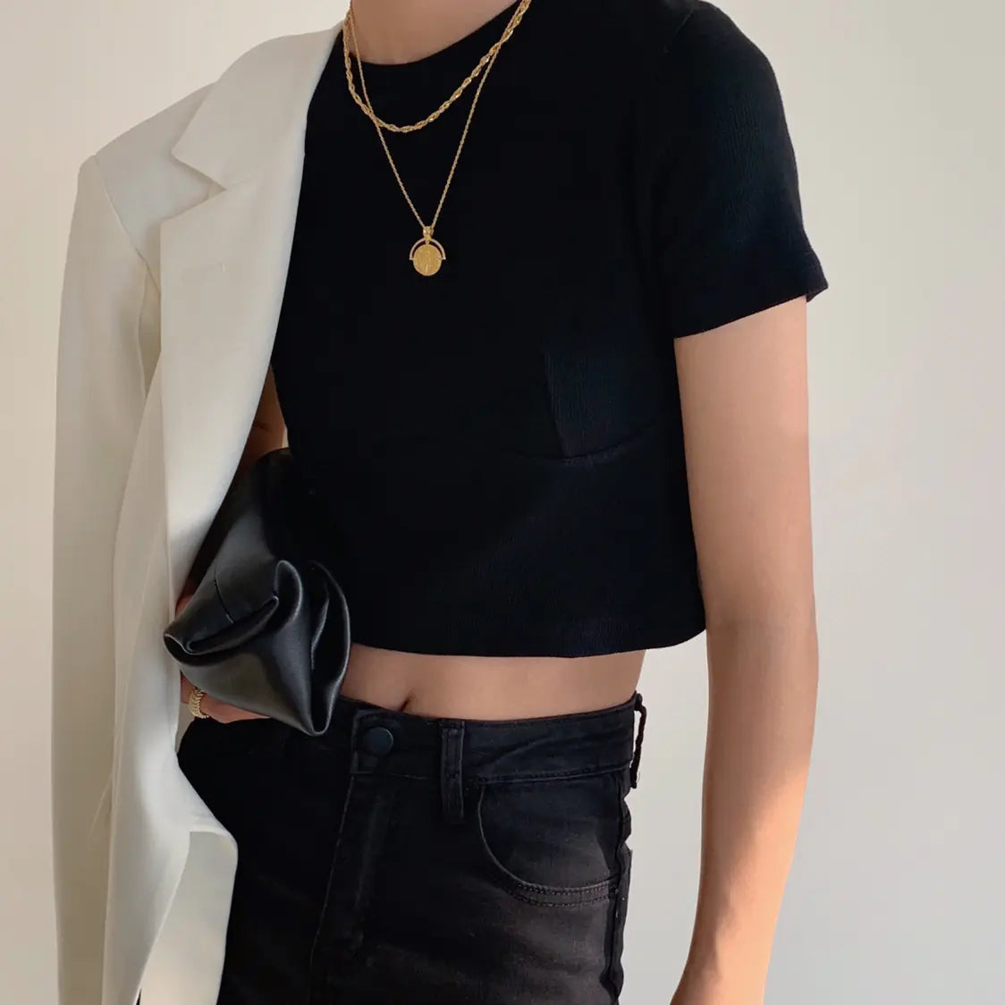 Women's Slim Fit Knitted Crop Top T-Shirt