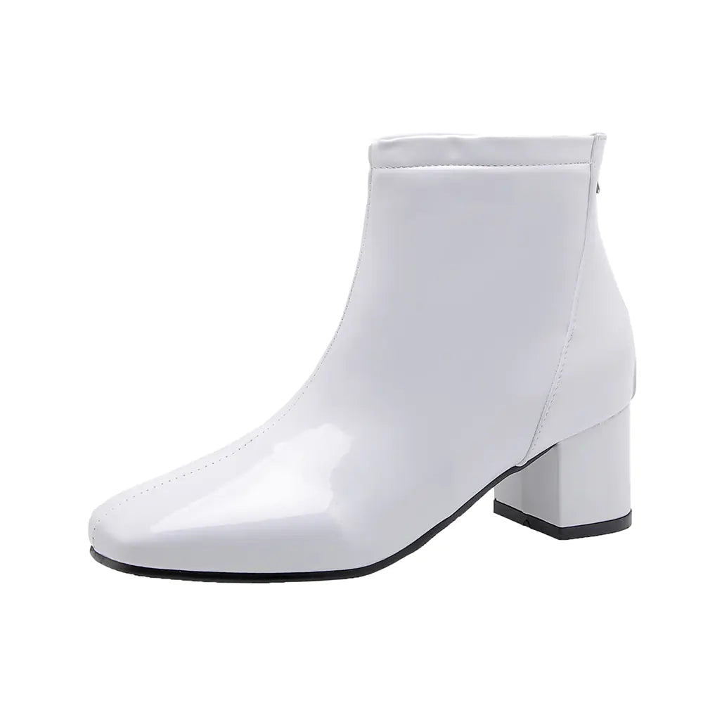 Botines de Tobillo de Tacón Grueso y Charol para Mujer