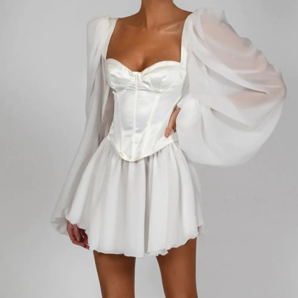 Vestido Ajustado con Mangas de Farol