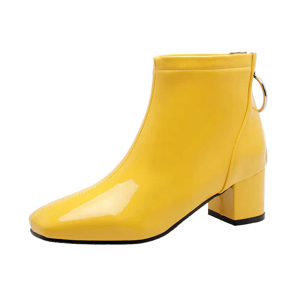 Botines de Tobillo de Tacón Grueso y Charol para Mujer