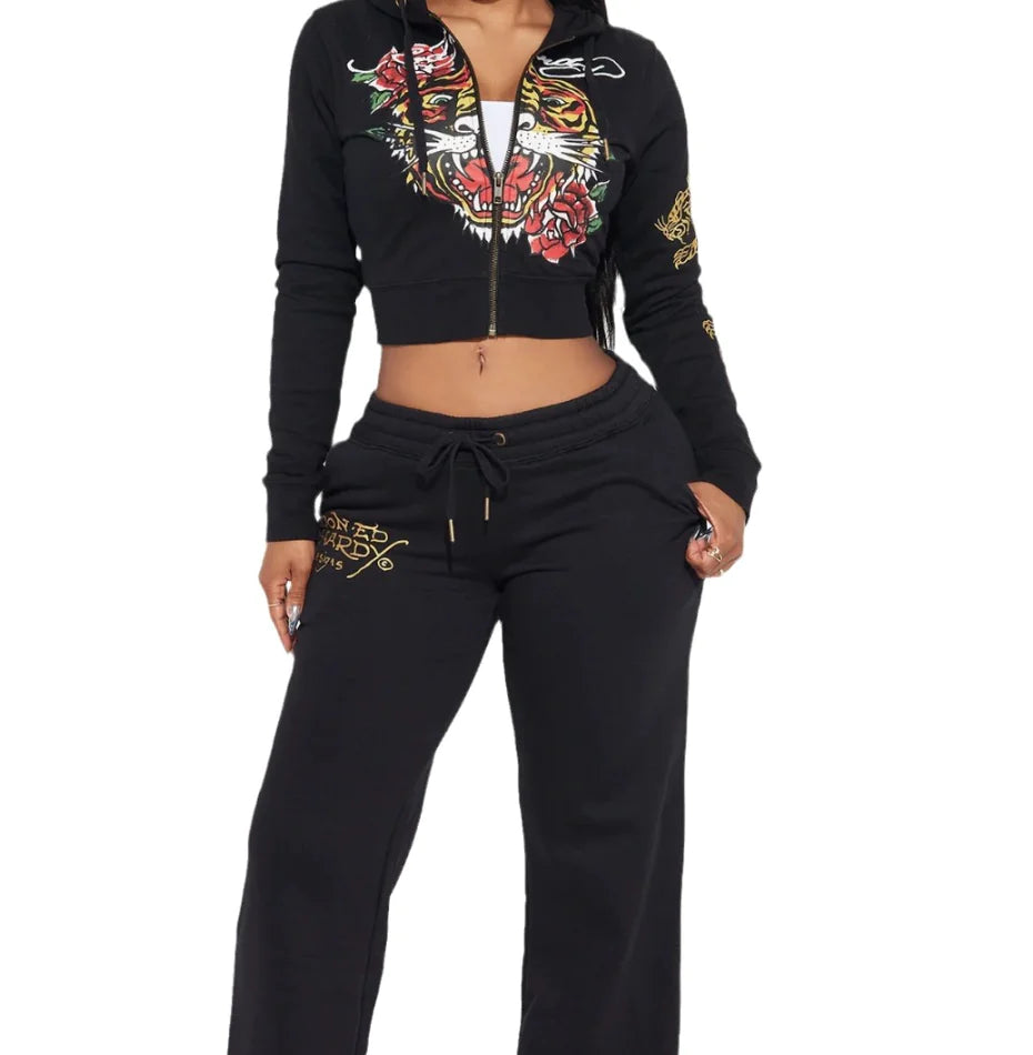 Conjunto de Dos Piezas con Estampado de Cremallera