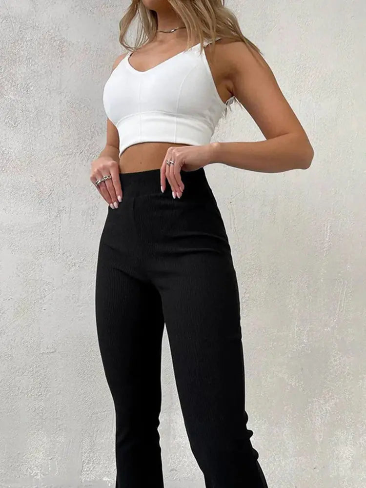 Pantalones Casuales de Cintura Alta para Mujer