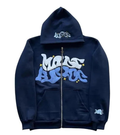 Sudadera con Capucha y Cremallera Estampada Y2K