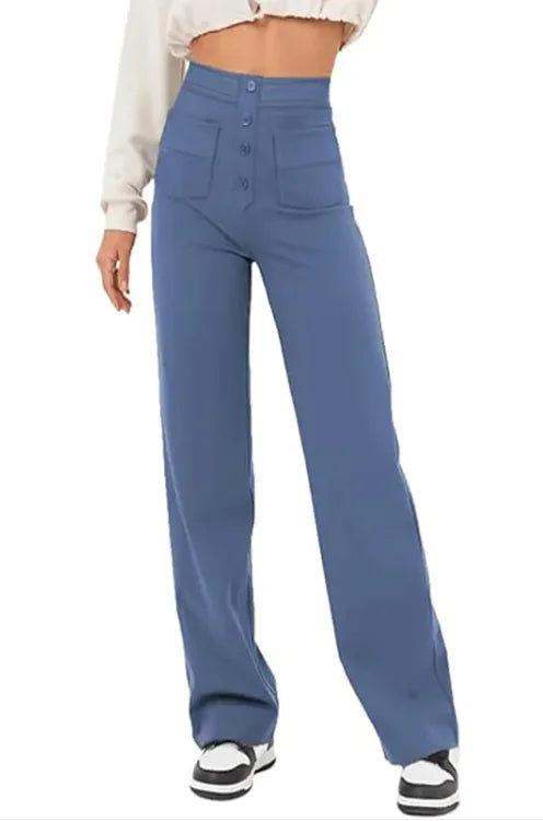 Pantalones de Pierna Ancha y Cintura Alta para Mujer Otoño