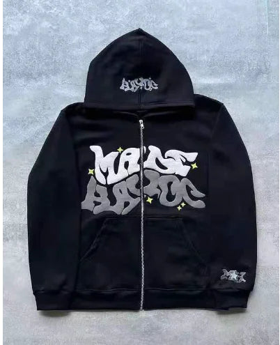 Sudadera con Capucha y Cremallera Estampada Y2K