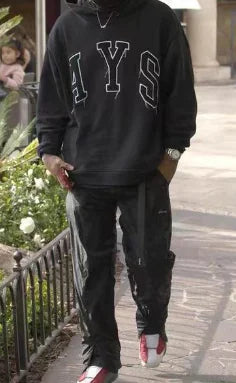 Sudadera Bordada con Capucha y Vellón Retro