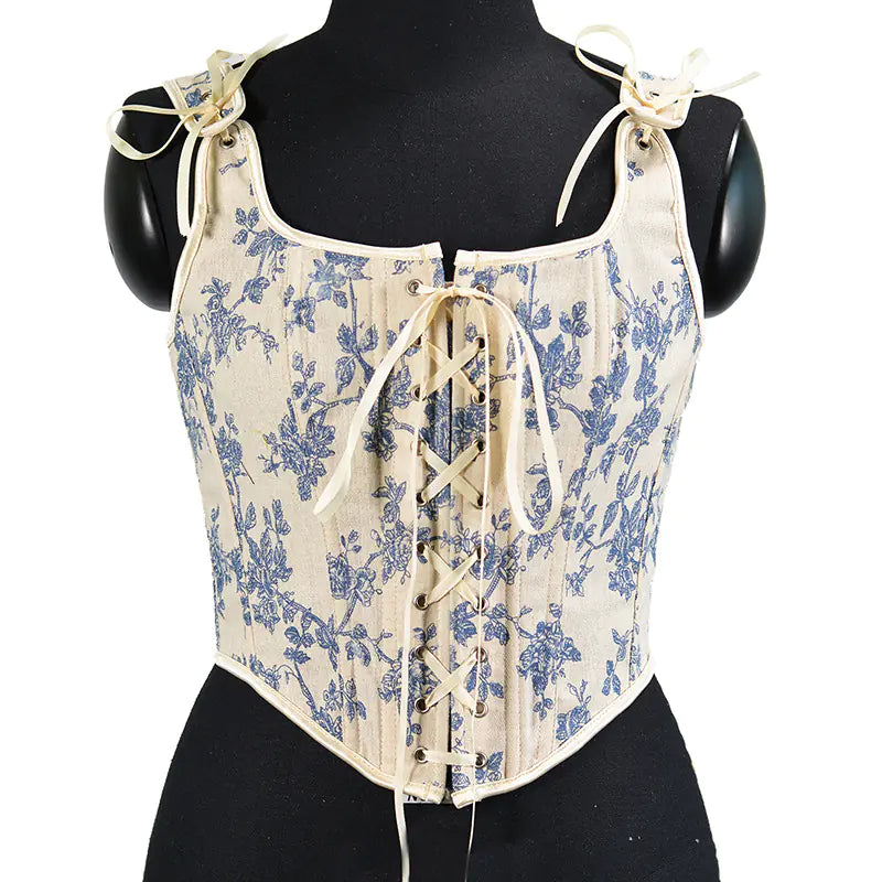 Top Corto Bustier Espiga Retro Francés para Mujeres