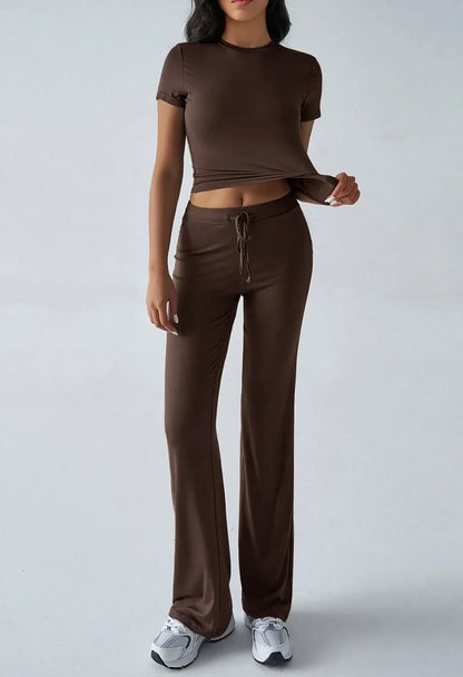 Conjunto de Moda Urbana Casual con Cuello Redondo
