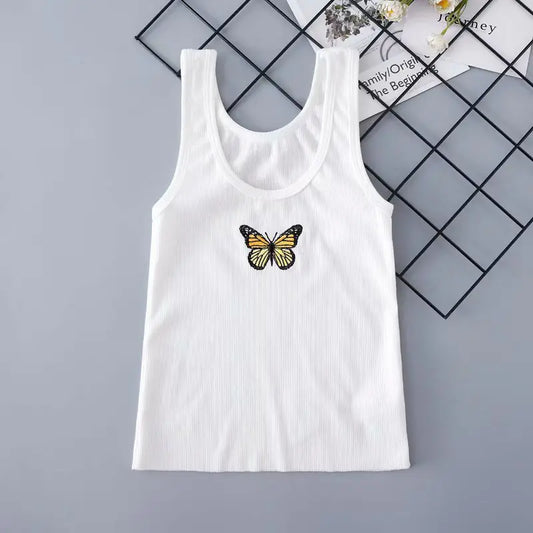 Top Corto Bordado con Mariposa