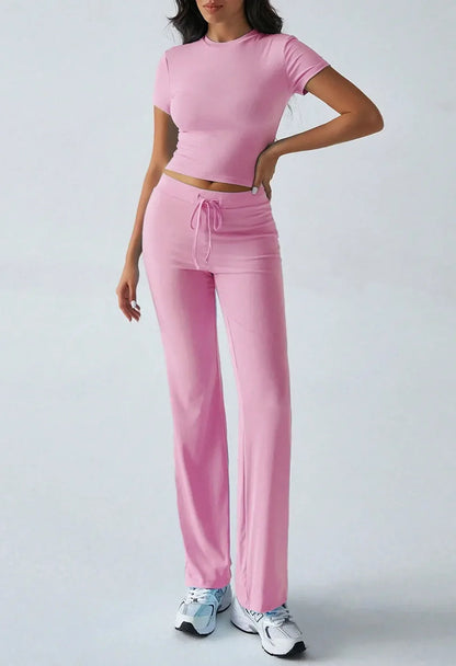 Conjunto de Moda Urbana Casual con Cuello Redondo