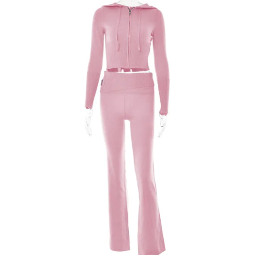 Conjunto de Dos Piezas con Capucha de Punto