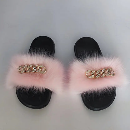 Chanclas con Plumas y Cadena
