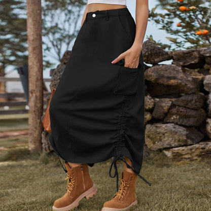 Falda Midi Casual de Denim Americana