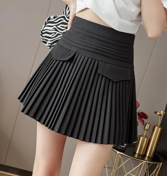 Women's High Waist Slim Pleated Skirt