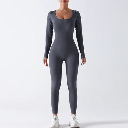 Mono de Yoga Sin Costuras de Manga Larga