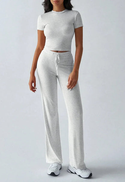 Conjunto de Moda Urbana Casual con Cuello Redondo