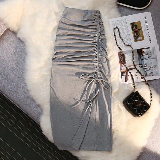 Falda Midi Plisada con Abertura Lateral para Mujer