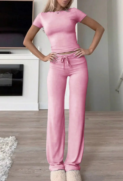 Conjunto de Moda Urbana Casual con Cuello Redondo