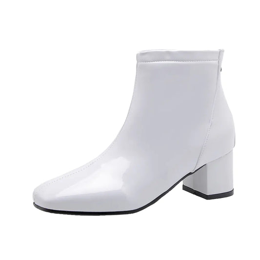 Botines de Tobillo de Tacón Grueso y Charol para Mujer