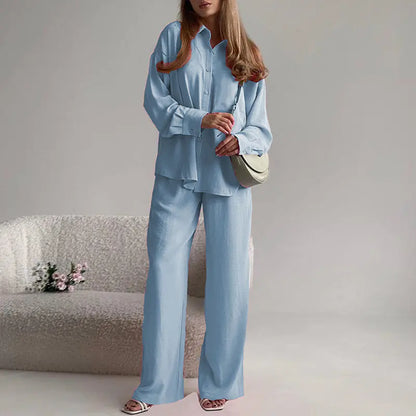 Conjunto Casual de Otoño - Camisa de Manga Larga y Pantalones