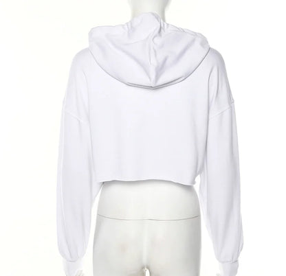Sudadera Recortada con Capucha de Otoño