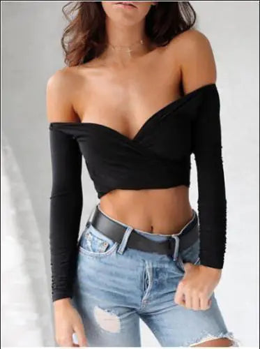 Top con Hombros Descubiertos y Cuello en V