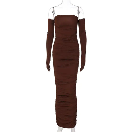 Vestido plisado de manga larga