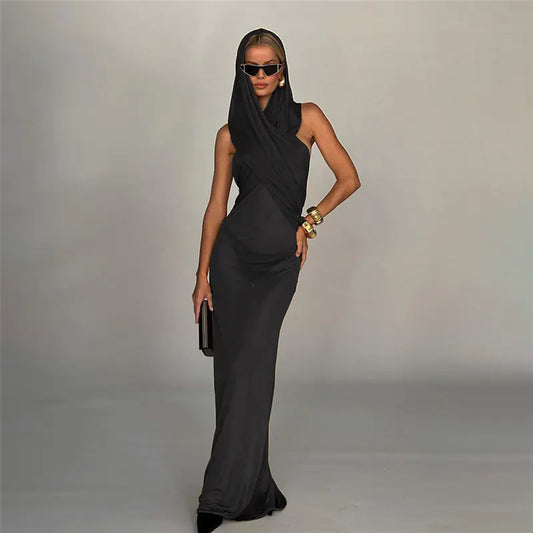 Sleeveless Hooded Backless Slim Fit Women's Dress
