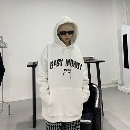 Sudadera con Capucha Fleece Estampada – Estilo Hip Hop Retro