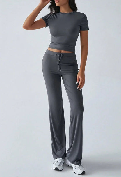 Conjunto de Moda Urbana Casual con Cuello Redondo