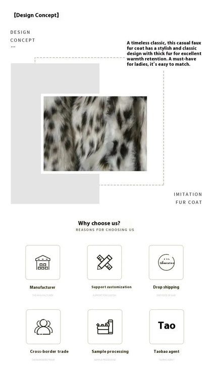 Abrigo de Piel Sintética con Estampado de Leopardo