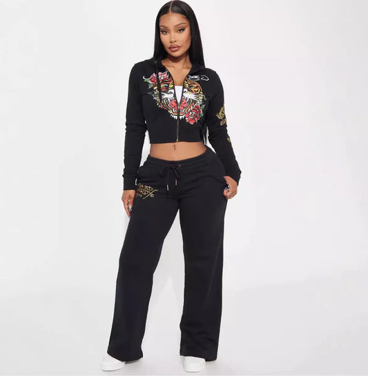 Conjunto de Dos Piezas con Estampado de Cremallera
