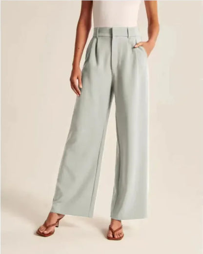 Pantalones Chic de Talle Alto y Pierna Ancha con Bolsillos