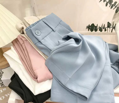 Pantalones Negros Sueltos y Ajustados de Talle Alto para Mujer