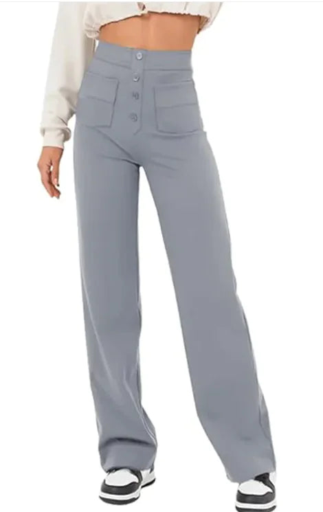 Pantalones de Pierna Ancha y Cintura Alta para Mujer Otoño