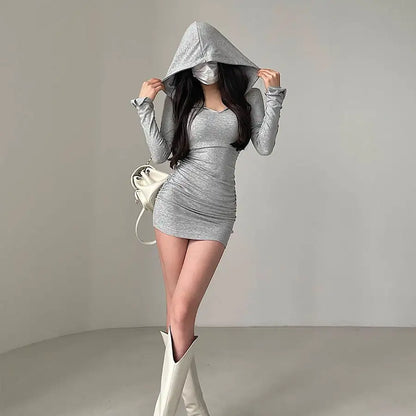 Vestido Maxi de Manga Larga con Capucha