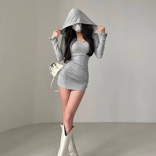 Vestido Maxi de Manga Larga con Capucha