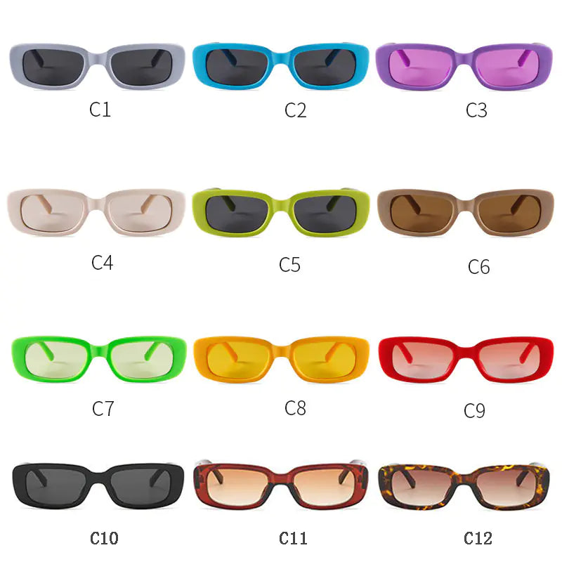 Y2K Small Rectangular Candy Tone Sunglasses for All