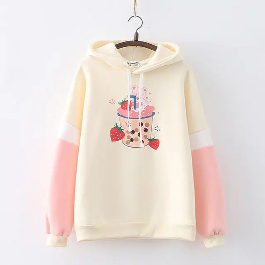Sudadera con Capucha de Fresa Kawaii