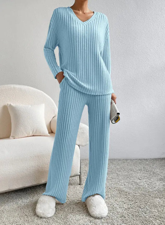 Autumn Chic V-Neck Knit Set