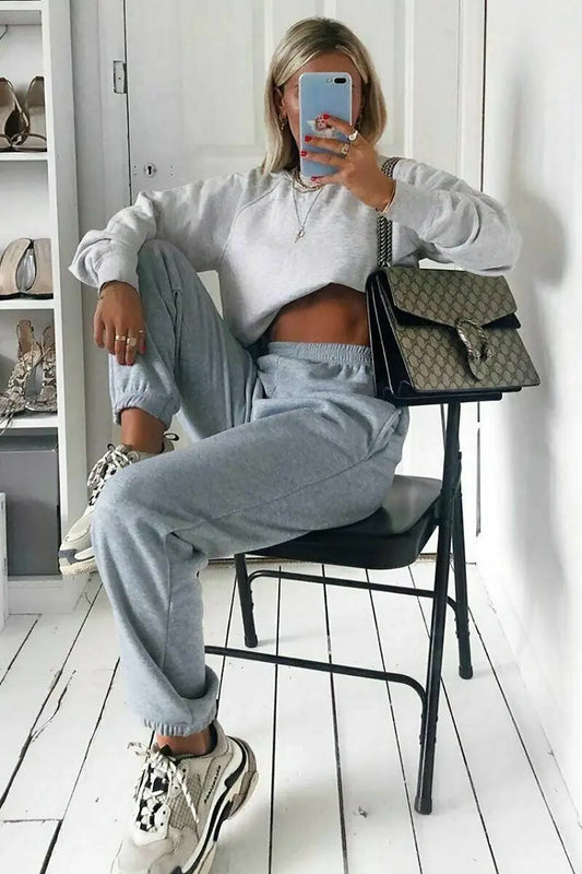 Pantalones Deportivos Sueltos de Cintura Alta con Elástico
