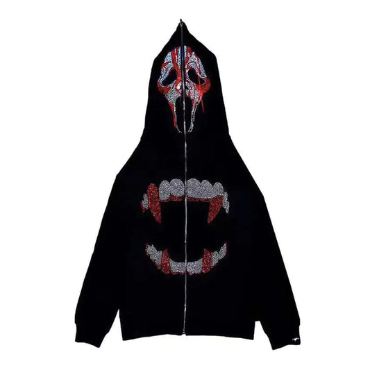 Sudadera con Cremallera Street Skull Rhinestone