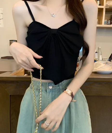 Top de Tirantes con Lazo Rosa Y2K