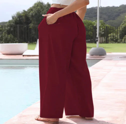 Pantalones Anchos de Lino y Algodón para mujer