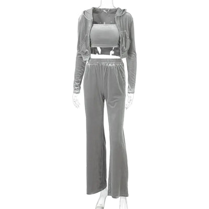 Conjunto de 3 Piezas para Mujer – Sudadera, Pantalón y Top