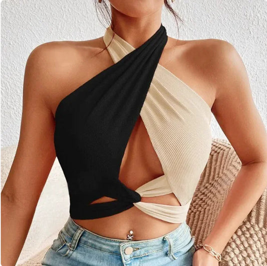 Top Crop Color Block